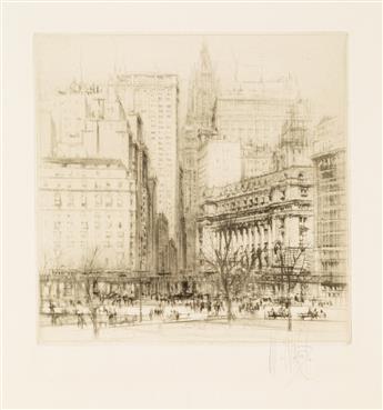 WILLIAM WALCOT Group of 5 etching and drypoints of New York.